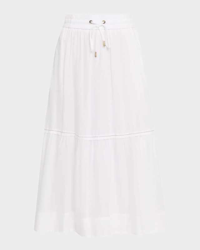 Chain-Trim Cotton Midi Skirt